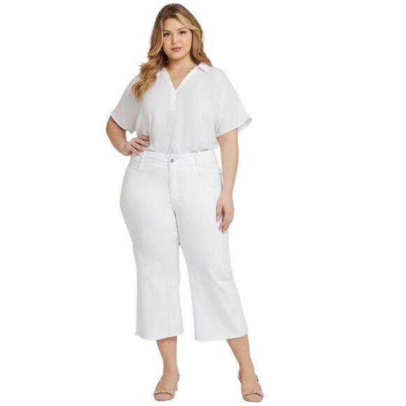 NYDJ Brigitte Wide Leg Capri Jeans In Optic White - Picture 1 of 10